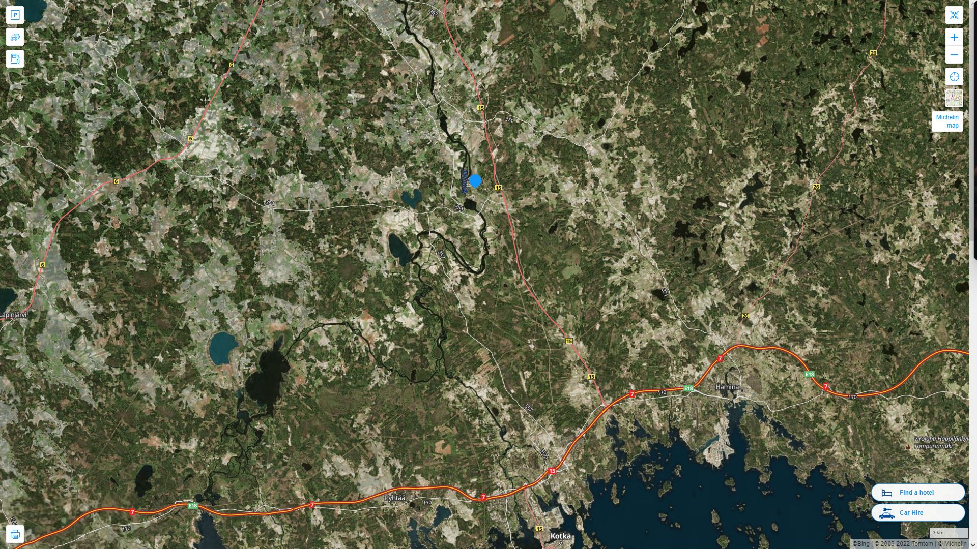 Anjalankoski Highway and Road Map with Satellite View